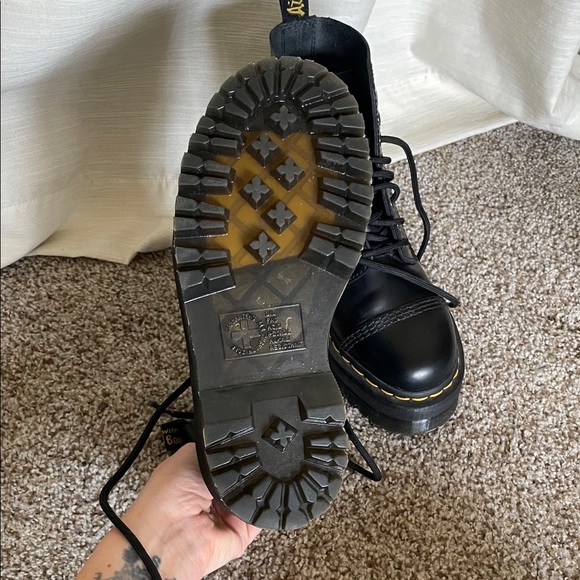 Dr. Martens Black Leather Platform Lace-Up Boots - Picture 3 of 5